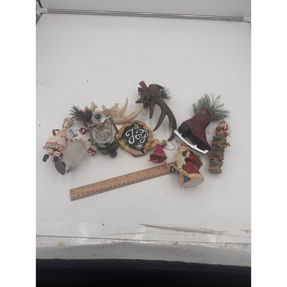 The Unbranded Brand Other - Lot of 7 Assorted Christmas Tree Ornaments Santa's Antlers Skate All Different